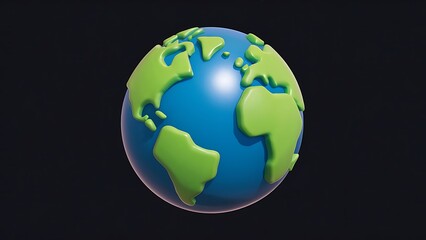 Fototapeta premium Realistic 3d illustrated planet earth with smooth green landmasses and polished bright blue water surfaces