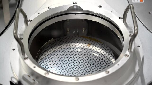 Wafer integrated circuits production, slice of semiconductor, microchip