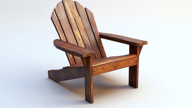 A rustic wooden chair perfect for outdoor relaxation.