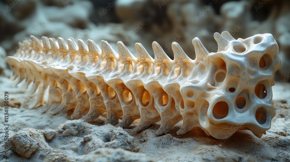 Poster vertebral column: a detailed 3d render of a fish spine's intricate structure