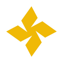 Four Rotating Parallelograms Gold Star Icon