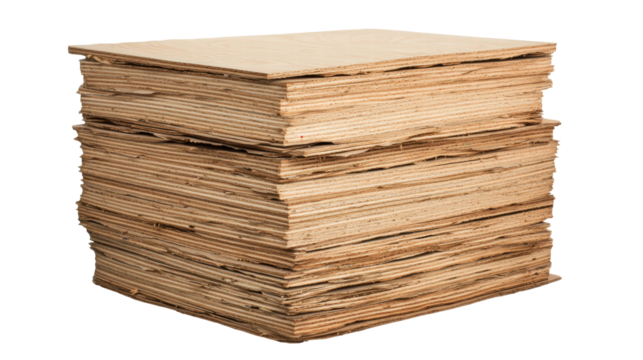 Stack of plywood sheets with a smooth, laminated finish, showcasing durable and layered construction ideal for building and furniture applications.
