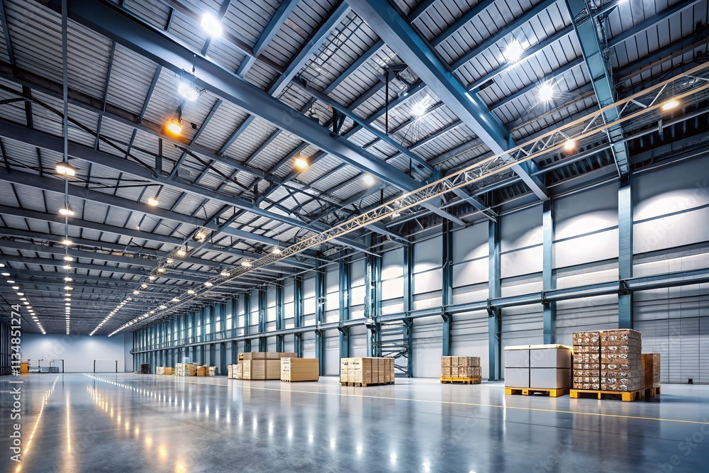 Poster conceptual photography of an empty warehouse highlighting logistics challenges and solutions in mode