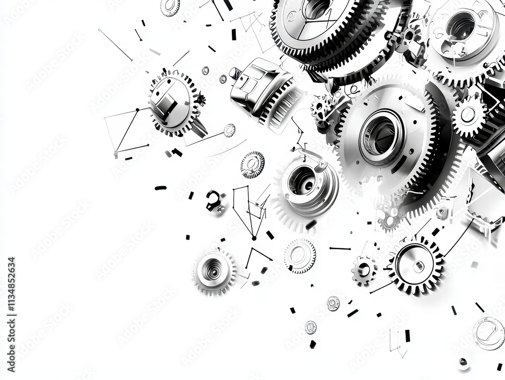 Poster abstract mechanical gears and cogs.