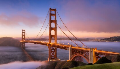 Majestic Golden Gate Bridge at Sunset: A Breathtaking View of San Francisco Bay