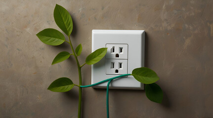 electrical outlet with leaves. Genrative.ai 
