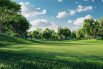 Premium Quality Visual of Beautiful Scenery on a Lush Green Golf Course