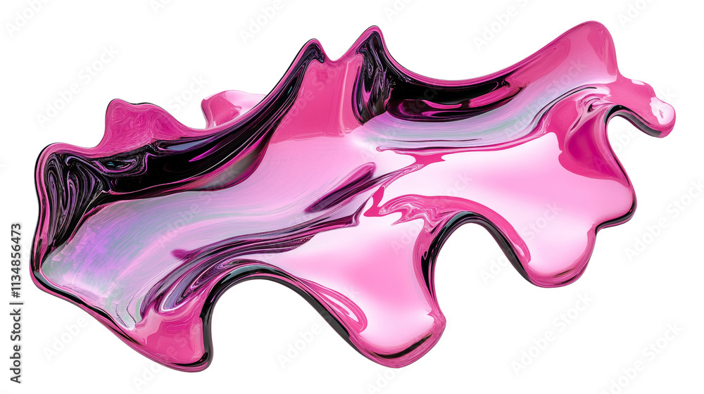 Poster 3D Rendered Pink with Black Gradient Border Holographic Fluid Abstract on transparent Background