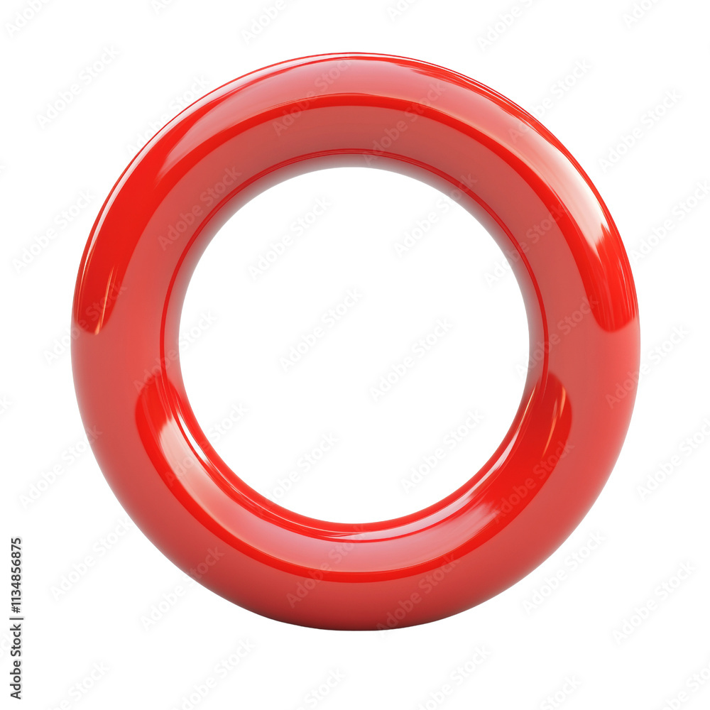 Poster 3d rendered red ring icon on transparent background