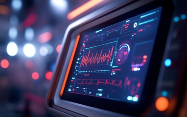 Obraz premium Ventilator machine closeup showing vital signs