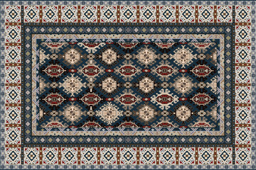 Folk art and Floral design Carpet with modern Pattern and texture having trending colors in high resolution
