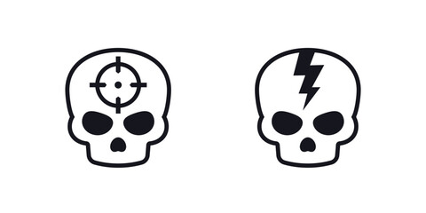 headshot icons with skull for games, shot in the head vector © nexusby