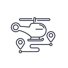 helicopter and flight route line icon