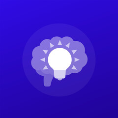 idea icon with a brain, transparent design