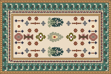 Folk art and Floral design Carpet with modern Pattern and texture having trending colors in high resolution

