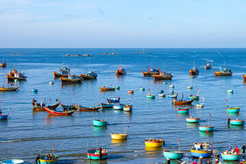 Local Seafood market along the beach in Mui Ne, Vietnam  © PaBou