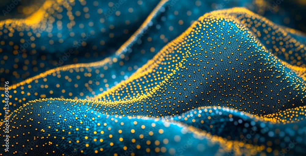 Poster vibrant waves of blue and gold flow together in a mesmerizing pattern, capturing the essence of move
