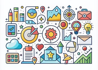 Creative Branding Doodle Illustrations for Business Marketing and Social Media, Showcasing Colorful and Engaging Designs in a Playful Style to Enhance Brand Identity and Recognition