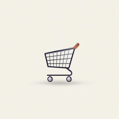 Shopping cart icon digital marketplace graphic design minimalist style front view e-commerce concept