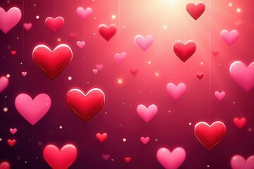 Enchanting Valentine's Day Background with Floating Hearts, Perfect for Romantic Greetings and Celebrations