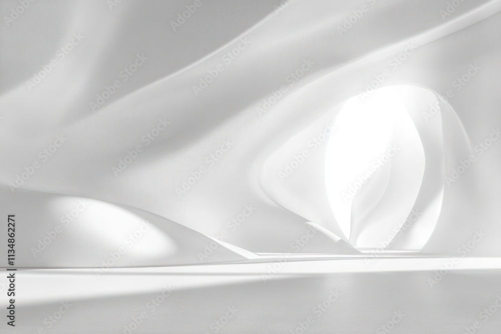Poster minimalist abstract design with soft light and shadow in white room for product presentation