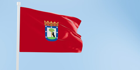 Madrid flag of silk-3D illustration. 3d render.