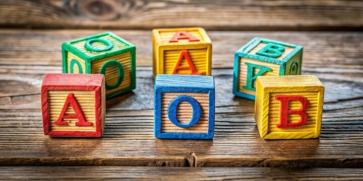 Creative Portrait Photography Featuring Alphabet Letter Blocks in AOB Abbreviation on Wooden Background Representing Assignment of Benefits and Business Concepts