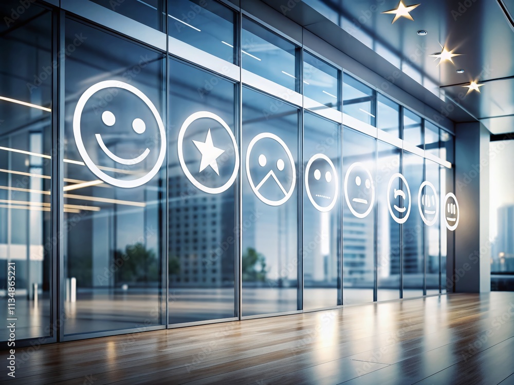 Poster customer satisfaction symbols in minimalistic design: a collection of clean line art representations