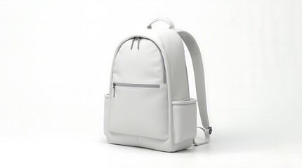 Blank White Leather Backpack Mockup, Generative AI