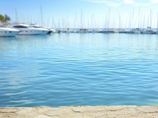 Obraz premium Docking Procedures in a busy marina, featuring sailboats and yachts maneuvering, capturing the essence of nautical life.