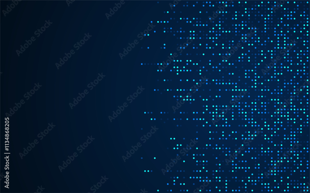 Poster digital technology background. digital data dots blue pattern pixel background