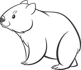 Wombat line art vector and black and white drawing illustration design
