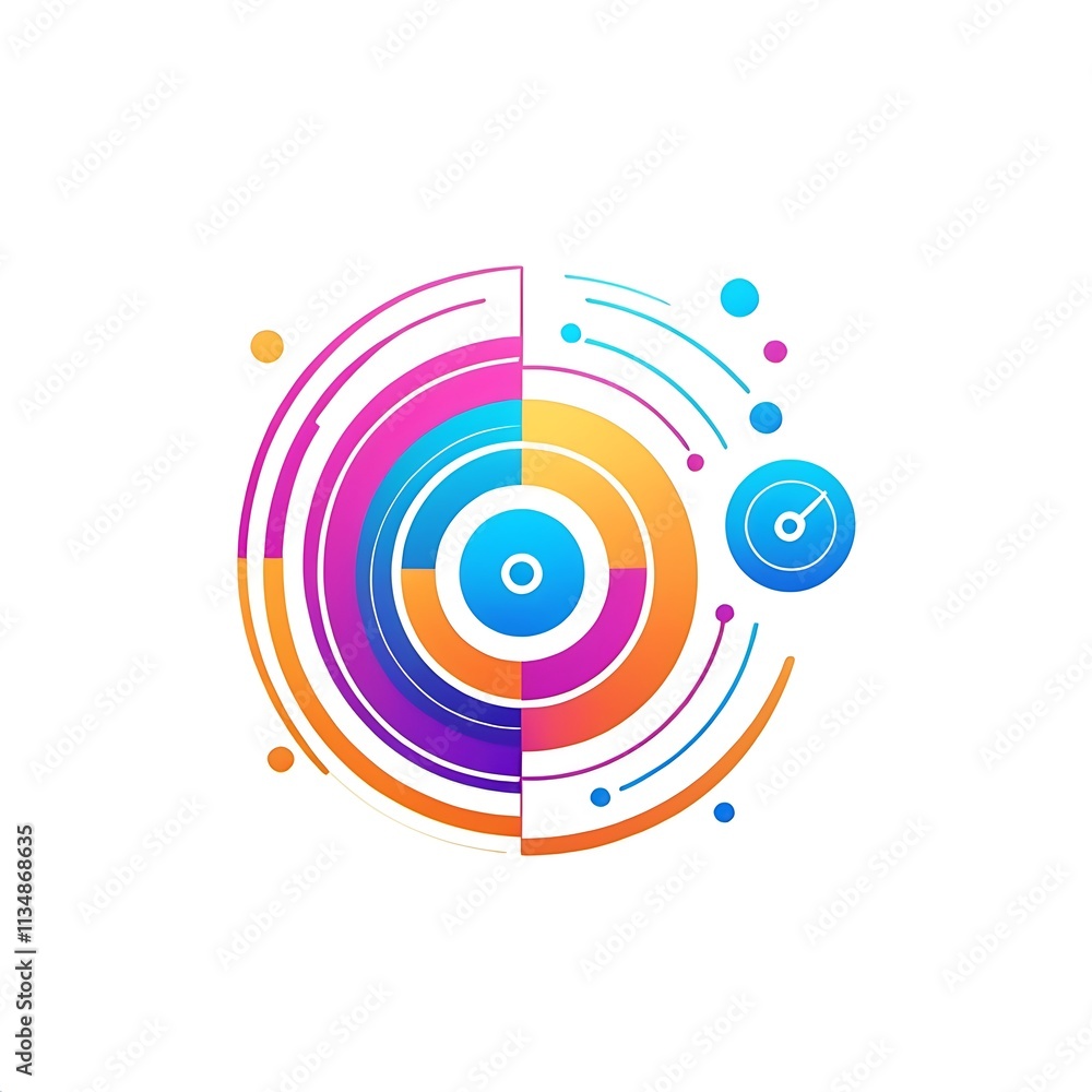 Poster abstract colorful circular tech design