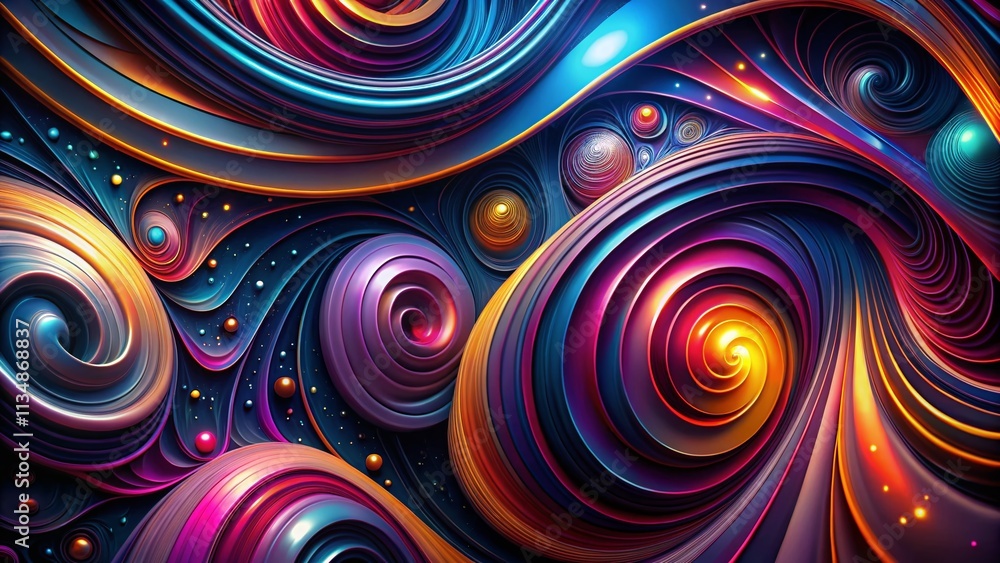 Poster dark modern abstract background with spiraling curvy lines in 3d style, ideal for creative projects 