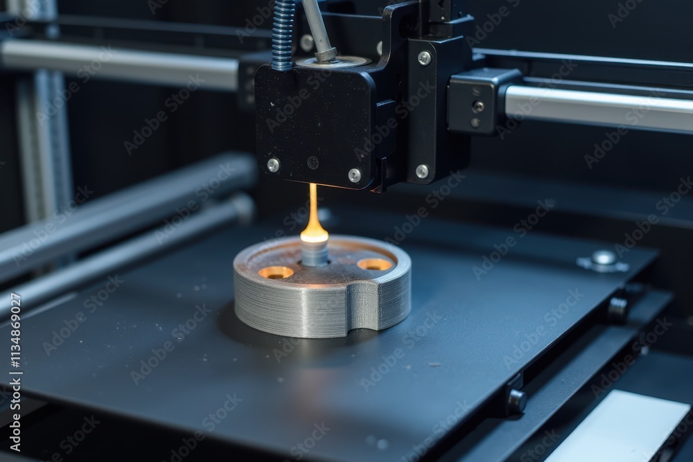 Poster high-tech 3d printer in action creating detailed object with precision and care, showcasing innovati