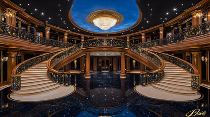 Grand Staircase, Luxury Interior, 3D Illustration