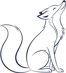 Fox line art vector and black and white drawing illustration design.