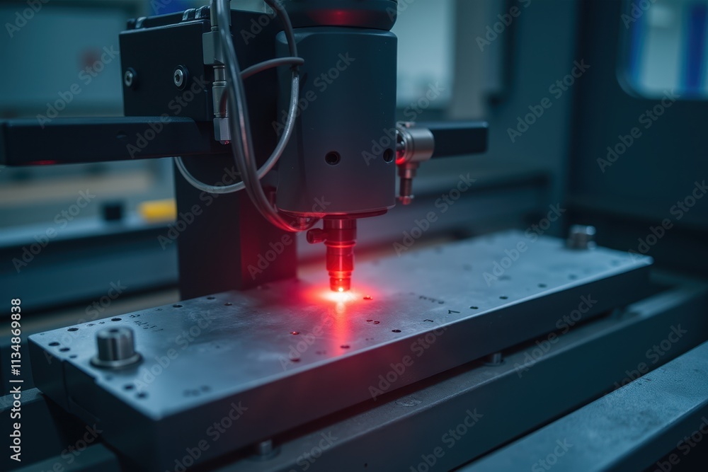 Poster advanced laser scanning technology in a modern factory setting for precision manufacturing and quali