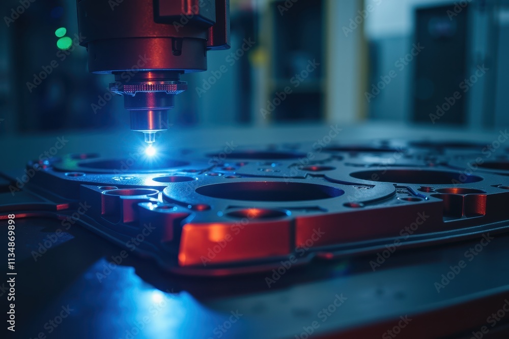 Poster advanced scanning technology in a factory setting highlighting precision and detail in manufacturing