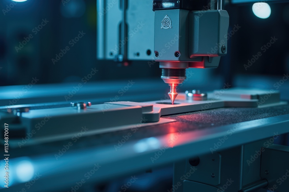 Poster high-tech laser scanning equipment in a modern factory environment for precision manufacturing and q