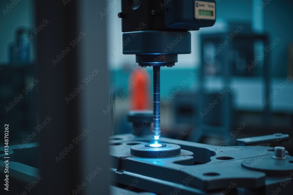 Poster advanced scanning technology in a modern factory environment highlighting precision tools and machin