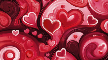Dynamic valentine background featuring swirling hearts and vibrant colors
