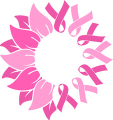 sunflower Support Squad Breast Cancer with ribbon design