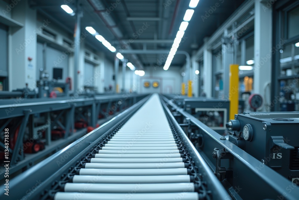 Aufkleber modern industrial machinery conveying system with a clear pipeline in a well-lit factory environment
