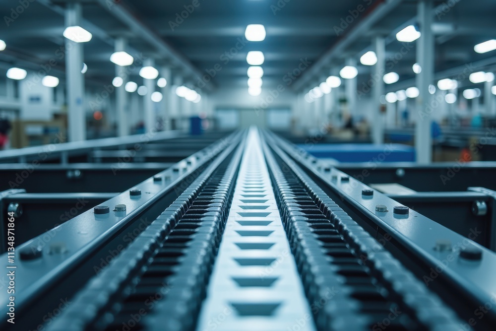 Poster industrial perspective of machinery and pipeline systems in an automated manufacturing facility with