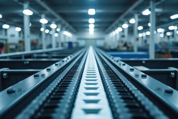 Industrial Perspective of Machinery and Pipeline Systems in an Automated Manufacturing Facility with Clean Lines and Modern Design