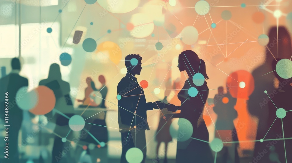 Poster engaging conversations and networking connections illuminate a bustling professional event during th