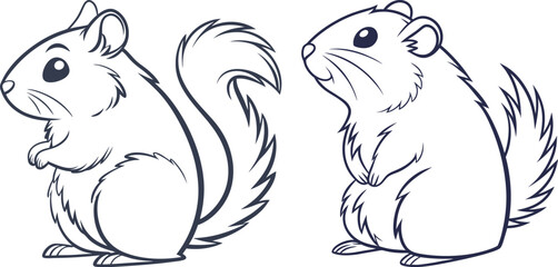 Hamster line art vector and black and white drawing illustration design