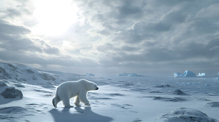 Polar Bear in Arctic Landscape
