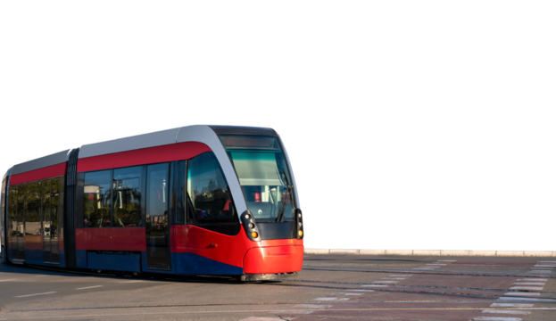 Isolated PNG of hydrogen or electric city tram.